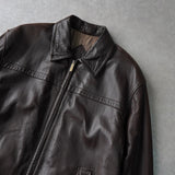 イヴ サンローラン 1990's YSLロゴ ジップアップ レザージャケット キルティング裏地 ダークブラウン - NEWSED