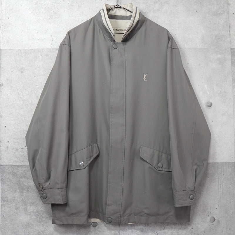 イヴ サンローラン 1990's ヴィンテージ YSLロゴ 刺繍 リバーシブル ナイロンジャケット ブルゾン カーキ / ベージュ - NEWSED