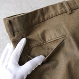 1990's イヴ・サンローラン カサンドラロゴ YSLロゴ ウール スラック トラウザーズ カーキ ブラウン 2XL相当 - NEWSED