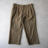 1990's イヴ・サンローラン カサンドラロゴ YSLロゴ ウール スラック トラウザーズ カーキ ブラウン 2XL相当 - NEWSED