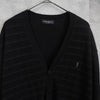 Vintage YSL logo embroidered striped cardigan in black from the 1990s.