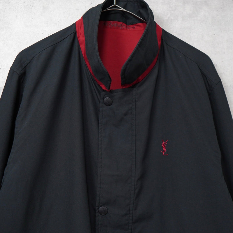 イヴサンローラン 1990's ヴィンテージ リバーシブル YSLロゴ ナイロンジャケット ブルゾン レッド / ブラック - NEWSED