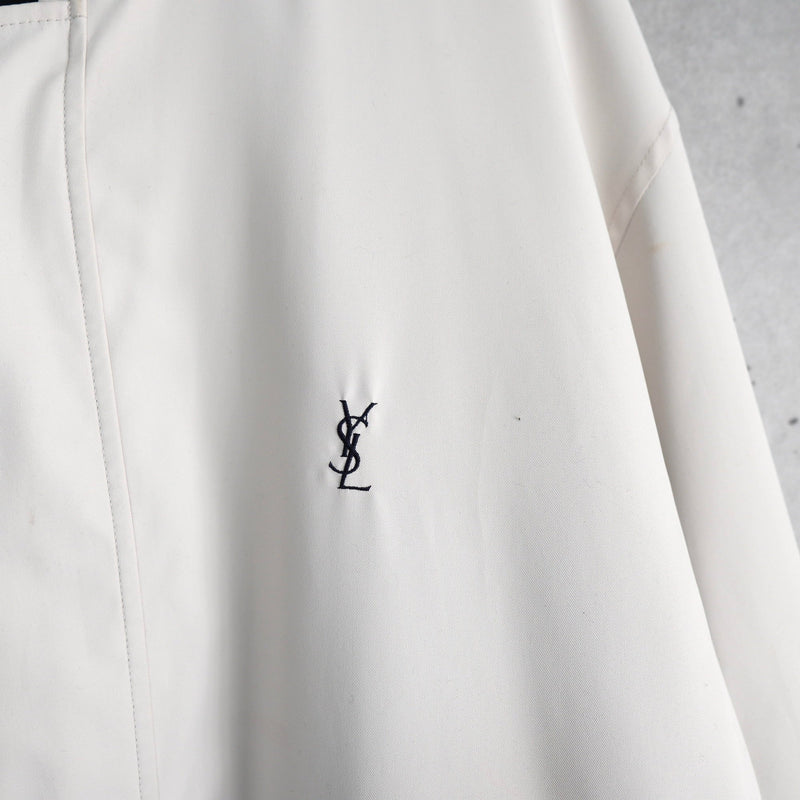 イヴ サンローラン 1990's ヴィンテージ YSLロゴ リバーシブル ブルゾン ミドルコート ホワイト / ネイビー - NEWSED
