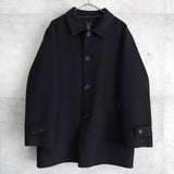 イヴ サンローラン 1990's ヴィンテージ ウールコート カサンドラロゴ YSLロゴ 刺繍 ブラック - NEWSED