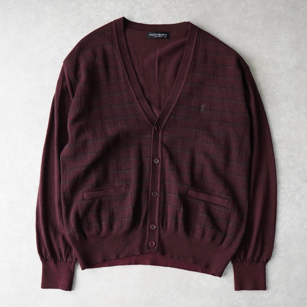 イヴサンローラン YSL カーディガン ロゴ刺繍 ヴィンテージ イヴサンローラン 1990's ヴィンテージ YSLロゴ 刺繍 カーディガン