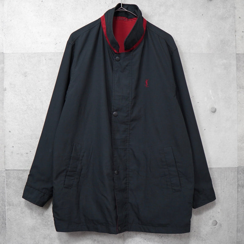 イヴサンローラン 1990's ヴィンテージ リバーシブル YSLロゴ ナイロンジャケット ブルゾン レッド / ブラック - NEWSED