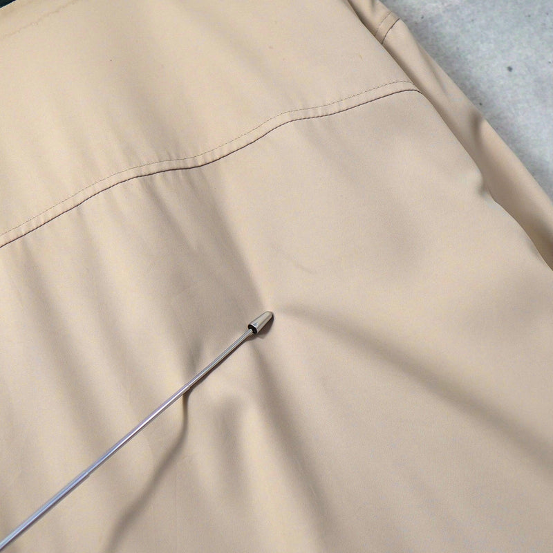 イヴ サンローラン 1990's ヴィンテージ YSLロゴ 刺繍 リバーシブル ミドル丈 ブルゾン ナイロンジャケット ネイビー / ベージュ - NEWSED