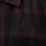 イヴ サンローラン 1990's ヴィンテージ YSLロゴ チェック柄 ブルゾン 赤茶系 肩パッドあり - NEWSED