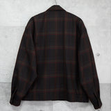 イヴ サンローラン 1990's ヴィンテージ YSLロゴ チェック柄 ブルゾン 赤茶系 肩パッドあり - NEWSED
