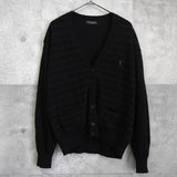 イヴサンローラン 1990s ヴィンテージ YSLロゴ 刺繍 ボーダー柄 カーディガン ブラック - NEWSED