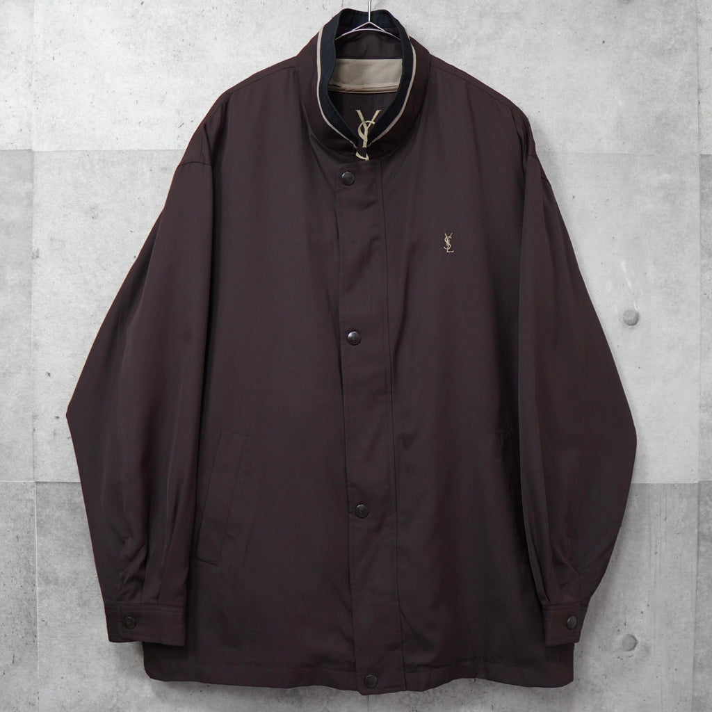 イヴ サンローラン 1990's ヴィンテージ カサンドラロゴ YSLロゴ ライナー ブルゾン ブラウン