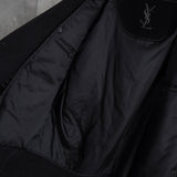 イヴ サンローラン 1990's ヴィンテージ ウールコート カサンドラロゴ YSLロゴ 刺繍 ブラック - NEWSED