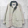 Yves Saint Laurent 1990's Vintage YSL logo embroidered blouson mid-length coat in beige