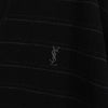 Vintage YSL logo embroidered striped cardigan in black from the 1990s.
