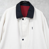 イヴ サンローラン1990's ヴィンテージ YSLロゴ 刺繍 リバーシブル ナイロンジャケット ブルゾン レッド / ホワイト - NEWSED