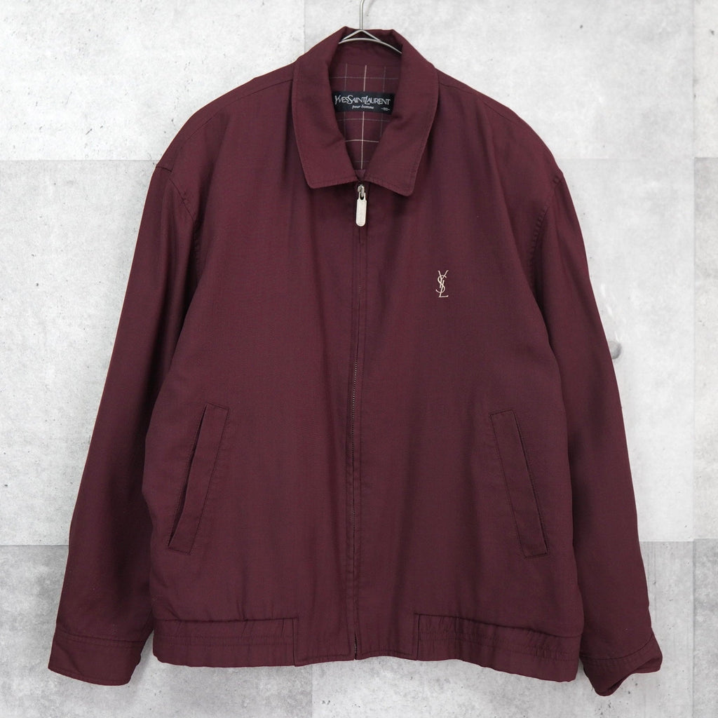 Yves Saint Laurent 1990's Vintage Cassandra Logo YSL Logo Embroidered Blouson Wine Red