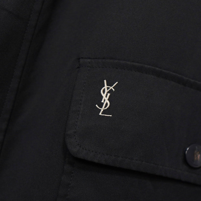 イヴ サンローラン 1990's ヴィンテージ YSLロゴ 刺繍 リバーシブル ナイロンジャケット ブルゾン オフホワイト / ブラック - NEWSED