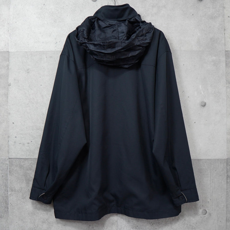 イヴ サンローラン 1990's ヴィンテージ YSLロゴ 刺繍 リバーシブル ミドル丈 ブルゾン ナイロンジャケット ネイビー / ベージュ - NEWSED