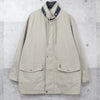 Yves Saint Laurent 1990's Vintage YSL logo embroidered blouson mid-length coat in beige