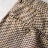 イヴ サンローラン 1990's ヴィンテージ スラックス ツータック YSLロゴ刺繍 チェック柄 ベージュ - NEWSED