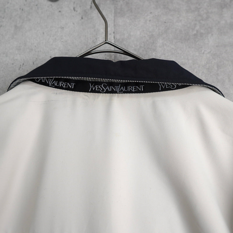イヴ サンローラン 1990's ヴィンテージ YSLロゴ リバーシブル ブルゾン ミドルコート ホワイト / ネイビー - NEWSED