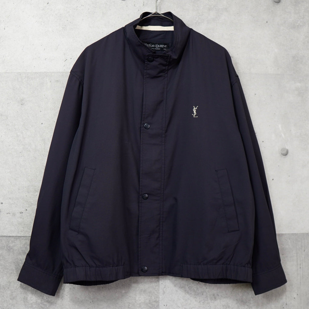 Yves Saint Laurent 1990 年代复古 YSL 徽标刺绣尼龙夹克宽松上衣海军蓝