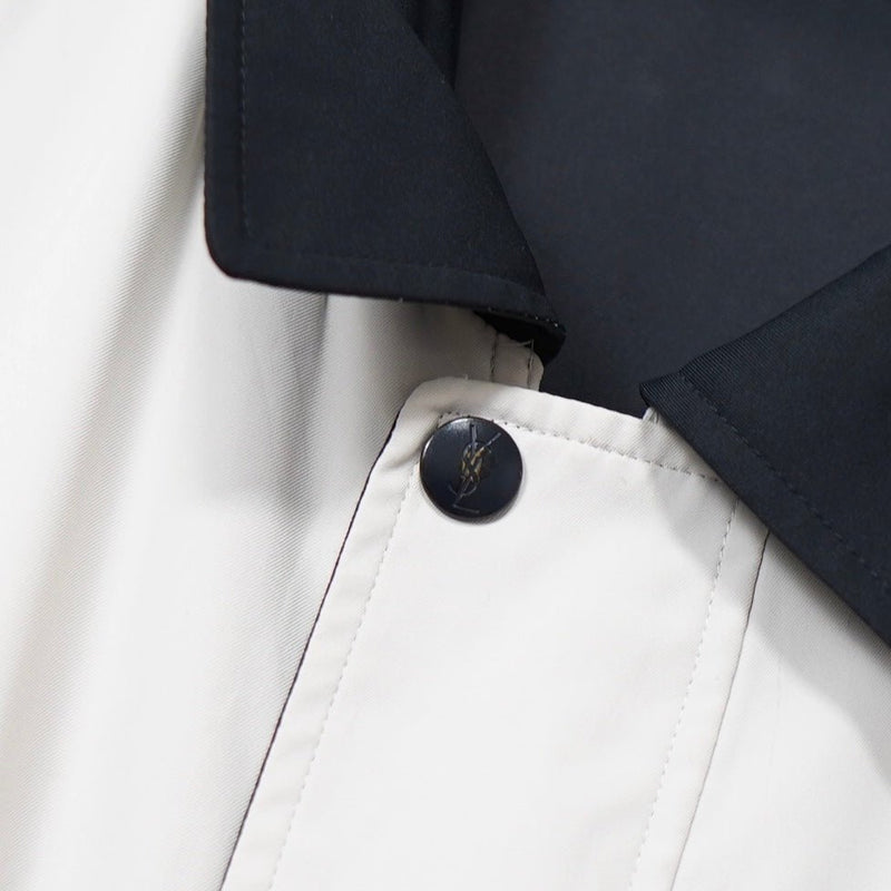 イヴ サンローラン 1990's ヴィンテージ YSLロゴ 刺繍 リバーシブル ナイロンジャケット ブルゾン オフホワイト / ブラック - NEWSED