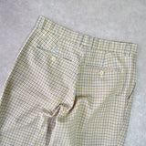 イヴ サンローラン 1990's ヴィンテージ スラックス YSLロゴ 刺繍 チェック柄 ベージュ - NEWSED