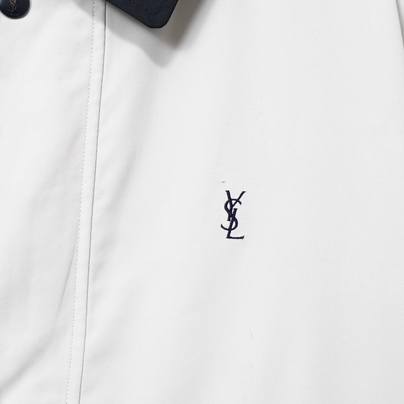 イヴ サンローラン 1990's ヴィンテージ YSLロゴ 刺繍 リバーシブル ナイロンジャケット ブルゾン オフホワイト / ブラック - NEWSED