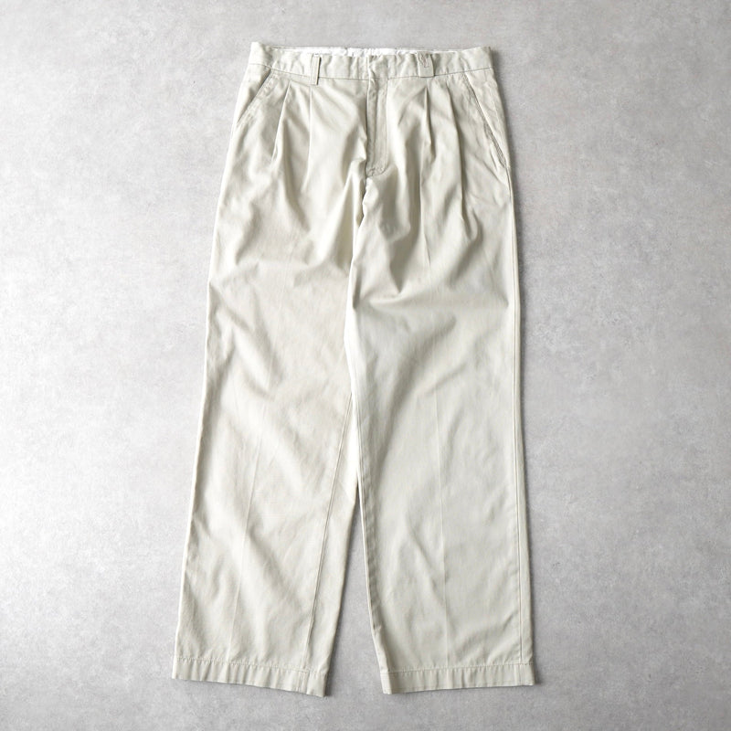 1990s Yves Saint Laurent コットン　フレアトラウザーズ イヴ サンローラン 1990's ヴィンテージ YSLロゴ ツータック コットン