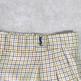 イヴ サンローラン 1990's ヴィンテージ スラックス YSLロゴ 刺繍 チェック柄 ベージュ - NEWSED