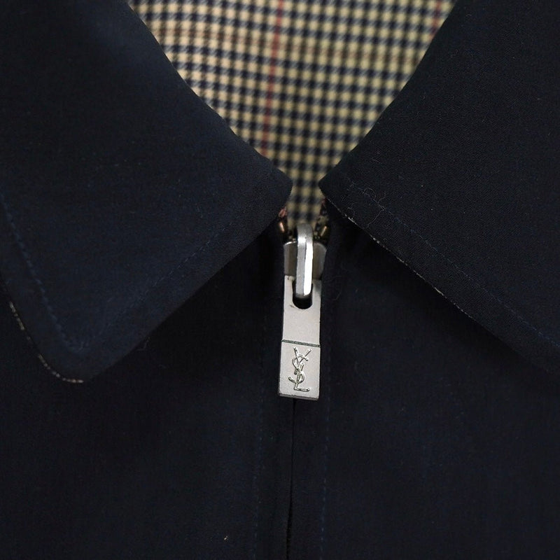 イヴ サンローラン 1990's ヴィンテージ リバーシブル YSLロゴ スエード調 ブルゾン ブラック チェック柄 - NEWSED