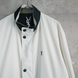 イヴ サンローラン 1990's ヴィンテージ YSLロゴ ブルゾン カバーオール コート ホワイト/ダークネイビー - NEWSED