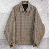 イヴ サンローラン 1990's ヴィンテージ リバーシブル YSLロゴ スエード調 ブルゾン ブラック チェック柄 - NEWSED