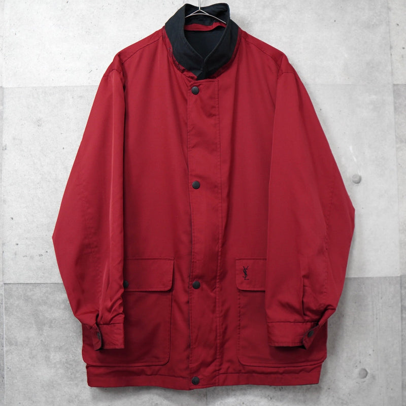 イヴサンローラン 1990's ヴィンテージ リバーシブル YSLロゴ ナイロンジャケット ブルゾン レッド / ブラック - NEWSED