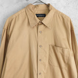 イヴ サンローラン 1990's ヴィンテージ 長袖シャツ YSLロゴ 刺繍 ストライプ柄 ベージュ - NEWSED