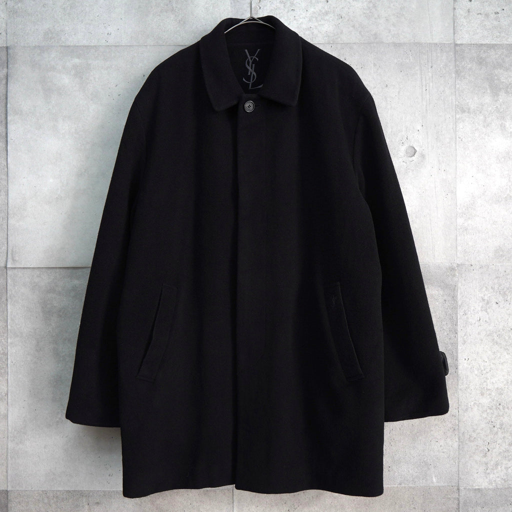 イヴ サンローラン 1990's ヴィンテージ YSLロゴ ウールコート ミドルコート ブラック