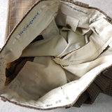 イヴ サンローラン 1990's ヴィンテージ スラックス ツータック YSLロゴ刺繍 チェック柄 ベージュ - NEWSED