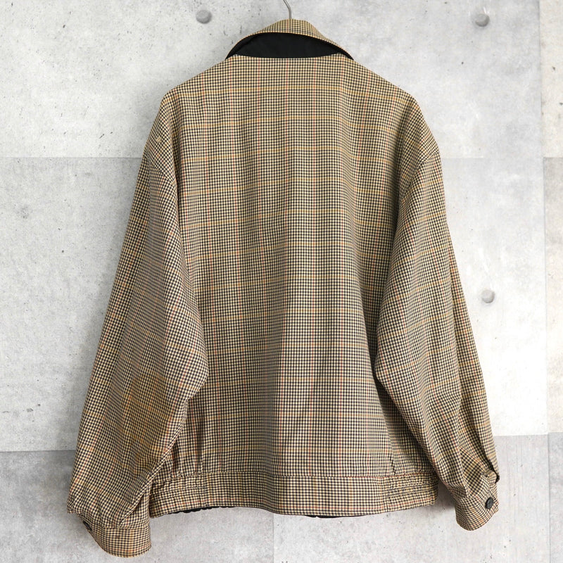 イヴ サンローラン 1990's ヴィンテージ リバーシブル YSLロゴ スエード調 ブルゾン ブラック チェック柄 - NEWSED