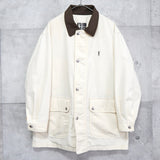 イヴ サンローラン 1990's ヴィンテージ YSLロゴ ミドルコート カバーオール ブルゾン アイボリー/ブラウン - NEWSED