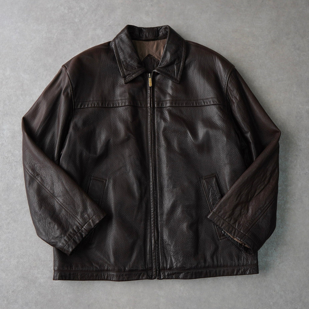 イヴ サンローラン 1990's YSLロゴ ジップアップ レザージャケット キルティング裏地 ダークブラウン