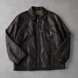 イヴ サンローラン 1990's YSLロゴ ジップアップ レザージャケット キルティング裏地 ダークブラウン - NEWSED