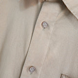 イヴ サンローラン 1990's ヴィンテージ 長袖シャツ YSLロゴ 刺繍 ストライプ柄 ベージュ - NEWSED