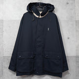 イヴ サンローラン 1990's ヴィンテージ YSLロゴ 刺繍 リバーシブル ミドル丈 ブルゾン ナイロンジャケット ネイビー / ベージュ - NEWSED