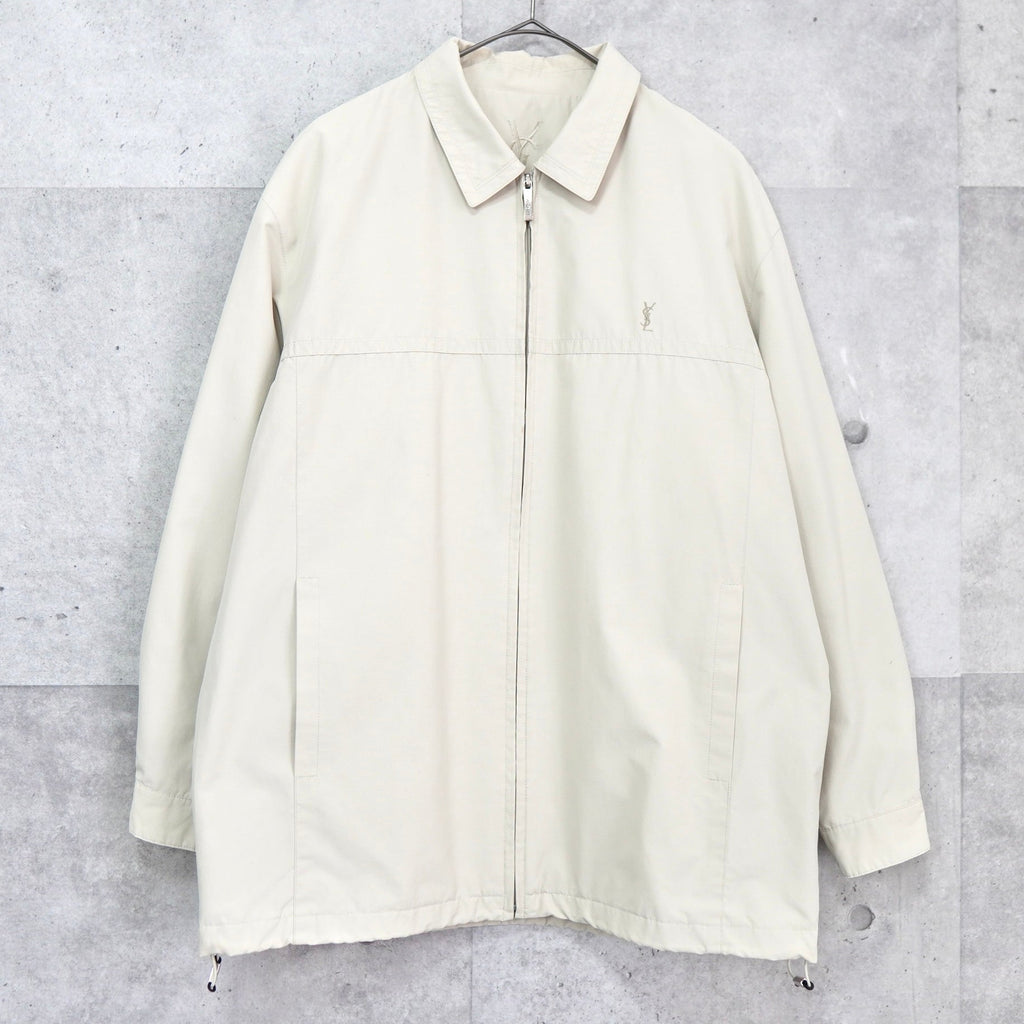 イヴ サンローラン 1990's ヴィンテージ カサンドラロゴ YSLロゴ 刺繍 ブルゾン アイボリー
