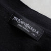 Vintage YSL logo embroidered striped cardigan in black from the 1990s.