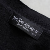 イヴサンローラン 1990s ヴィンテージ YSLロゴ 刺繍 ボーダー柄 カーディガン ブラック - NEWSED