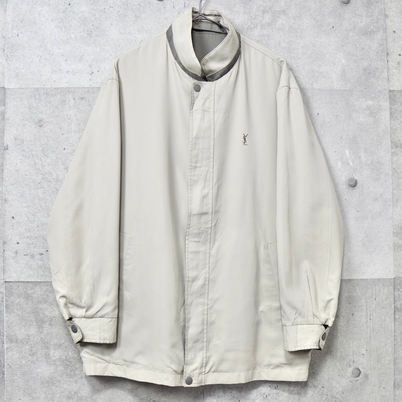 イヴ サンローラン 1990's ヴィンテージ YSLロゴ 刺繍 リバーシブル ナイロンジャケット ブルゾン カーキ / ベージュ - NEWSED
