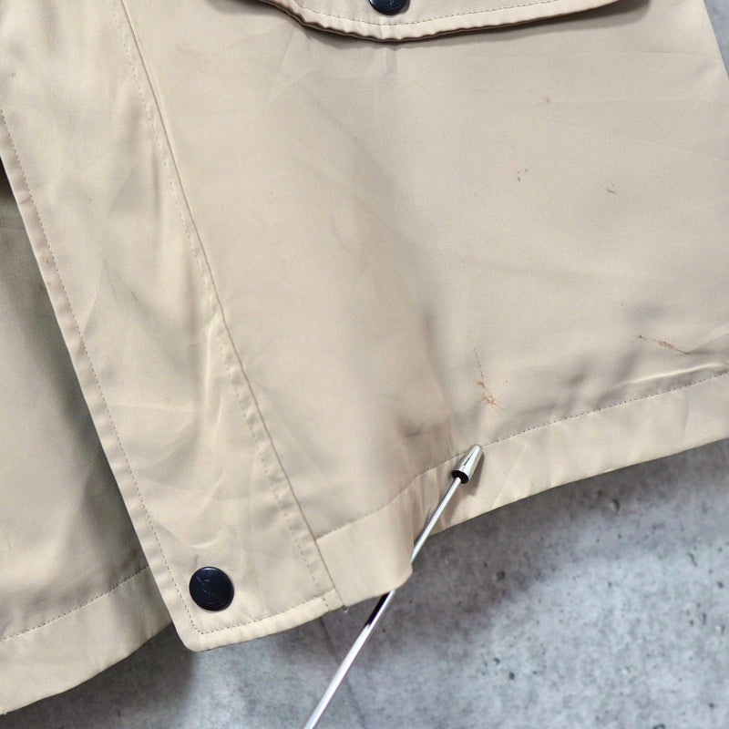 イヴ サンローラン 1990's ヴィンテージ YSLロゴ 刺繍 リバーシブル ミドル丈 ブルゾン ナイロンジャケット ネイビー / ベージュ - NEWSED