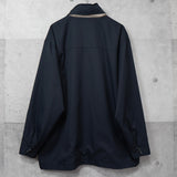 イヴ サンローラン 1990's ヴィンテージ YSLロゴ 刺繍 リバーシブル ミドル丈 ブルゾン ナイロンジャケット ネイビー / ベージュ - NEWSED